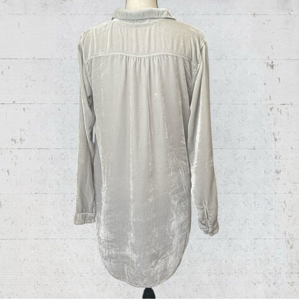 CP Shades Teton Grey Silk Blend Velvet V-Neck Popover Tunic Top Quiet Luxury - Picture 5 of 9